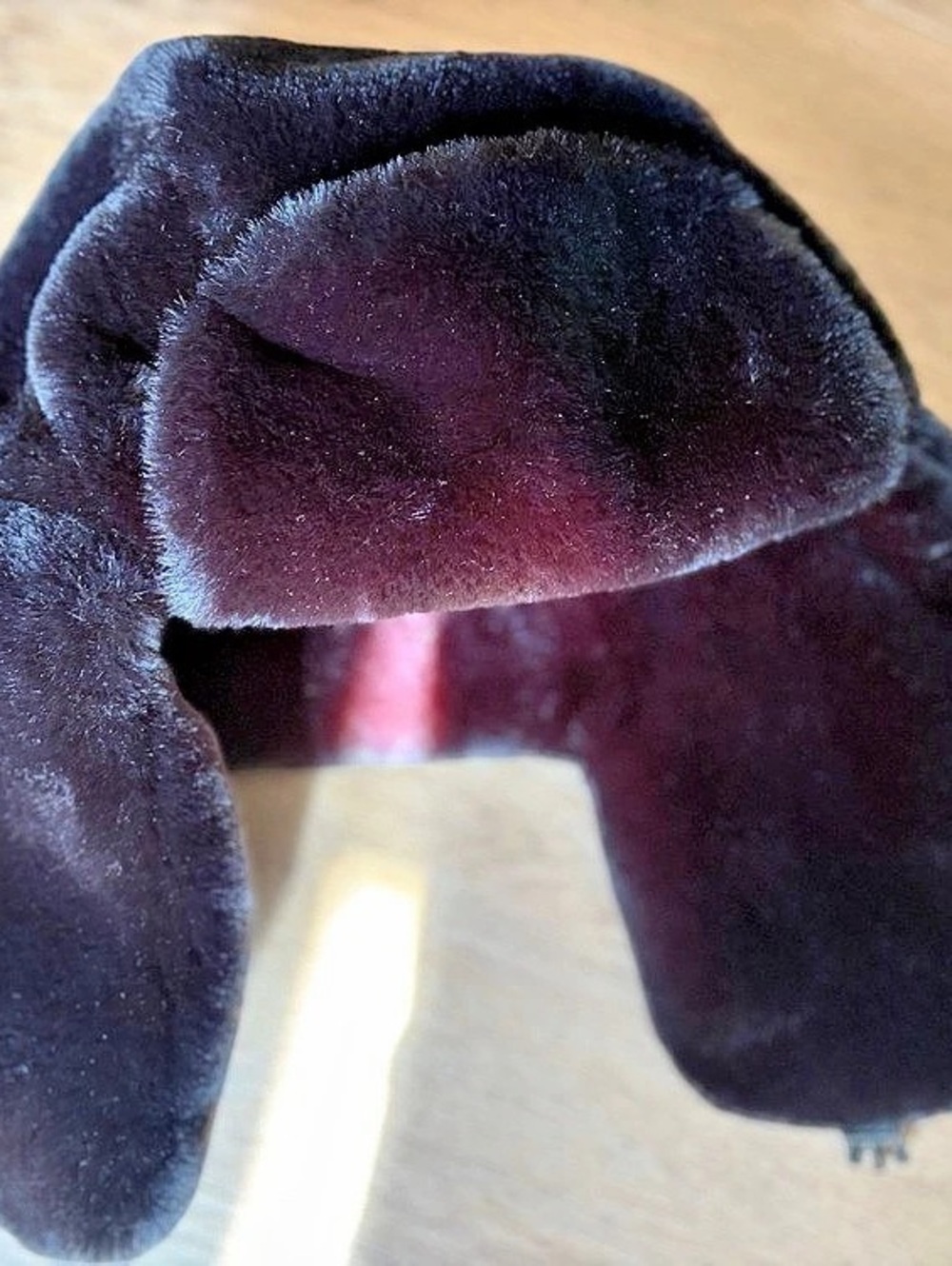 Faux Fur Ear Flap Hat in Black & Brown Like New
